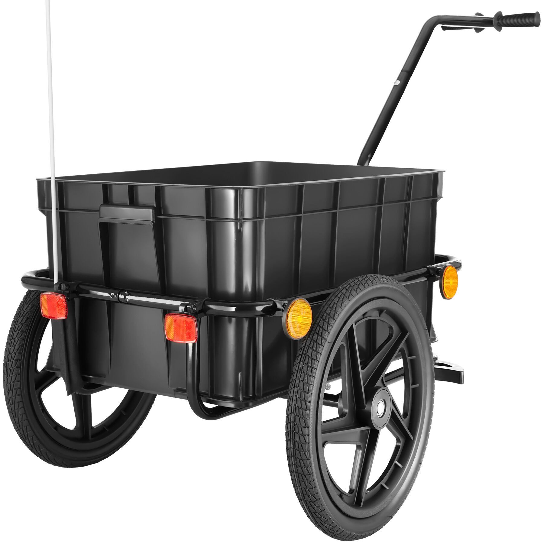 tectake Fahrradlastenanhänger Fahrradanhänger, luftgefüllte Profilreifen, Belastbarkeit 50 kg, Regenplane aus 600D Oxford-Gewebe, inkl. Reflektoren und Warnfahne
