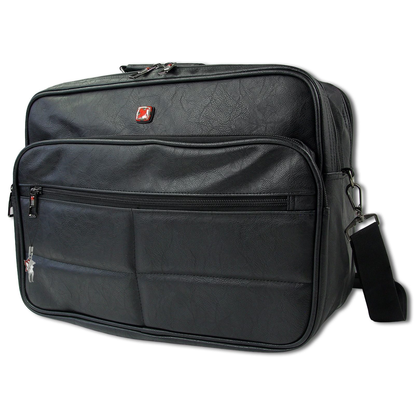 Travel N Meet Schultertasche Travel N Meet Schultertasche Herren (Schultertasche), Herren Kunstleder Schultertasche, schwarz ca. 40cm