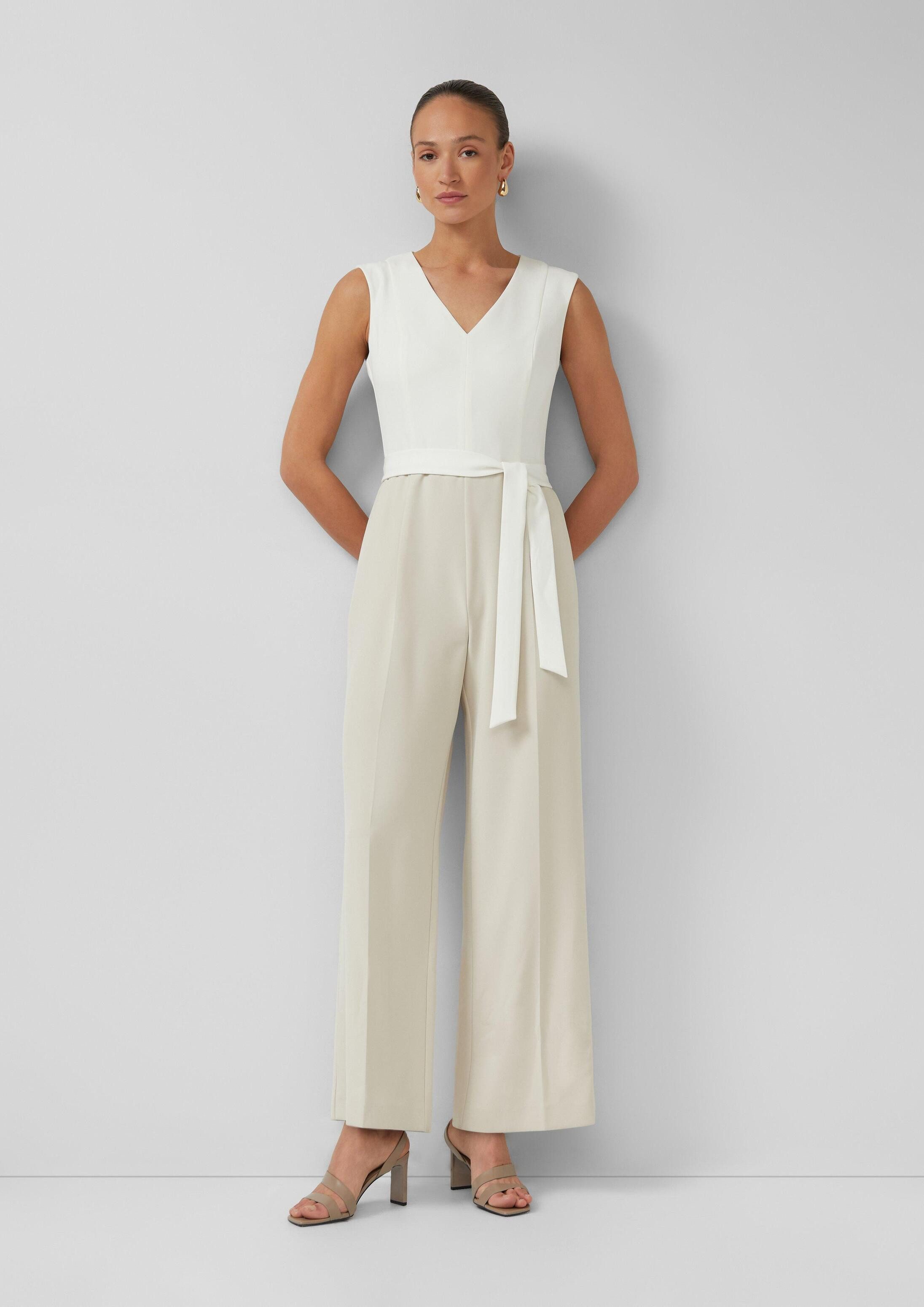 s.Oliver Jumpsuit Overall Fließender Jumpsuit mit Bindegürtel und Eingrifftaschen