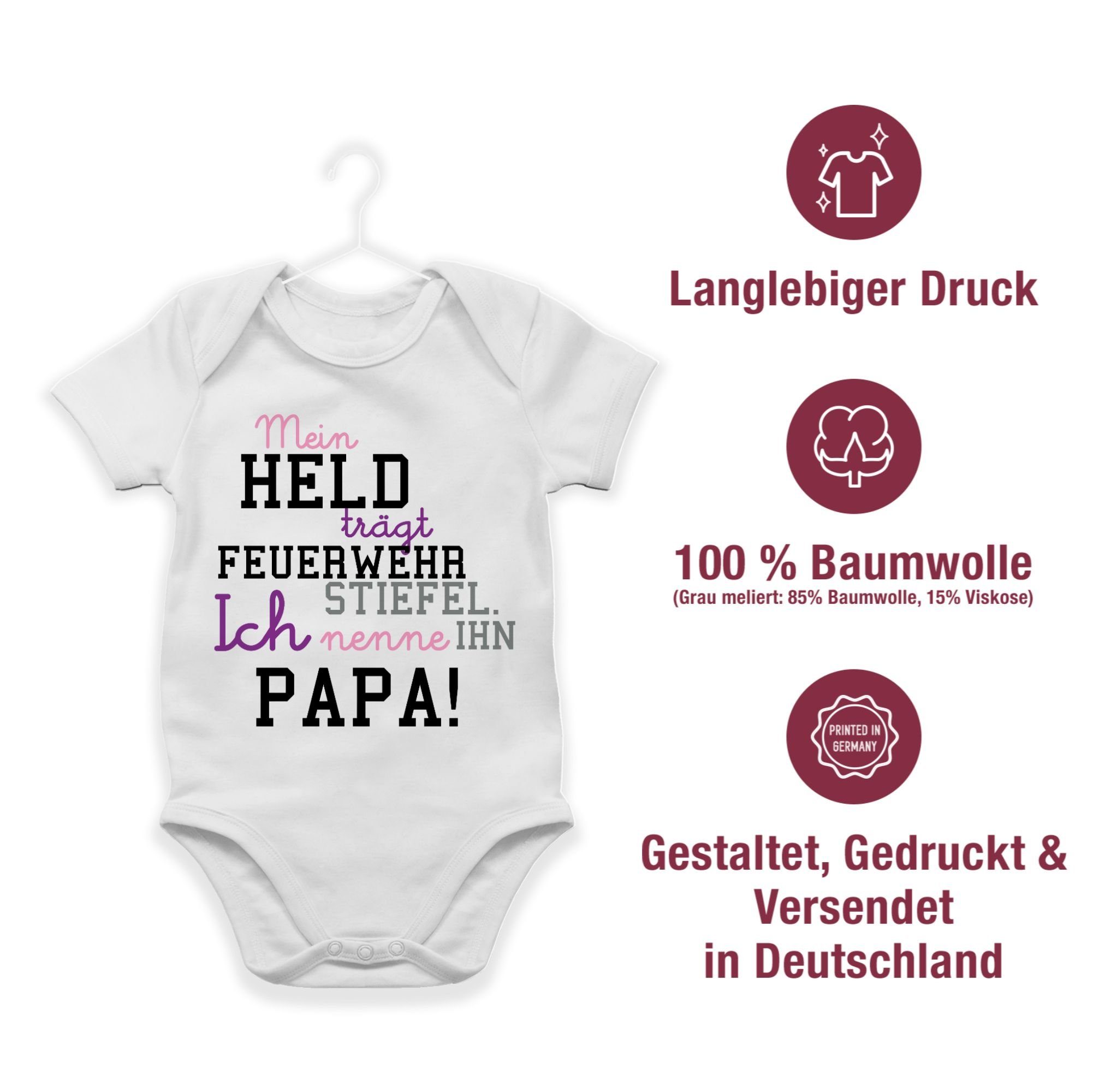 Shirtracer Shirtbody Mein Held Papa Feuerwehrmann Feuerwehr