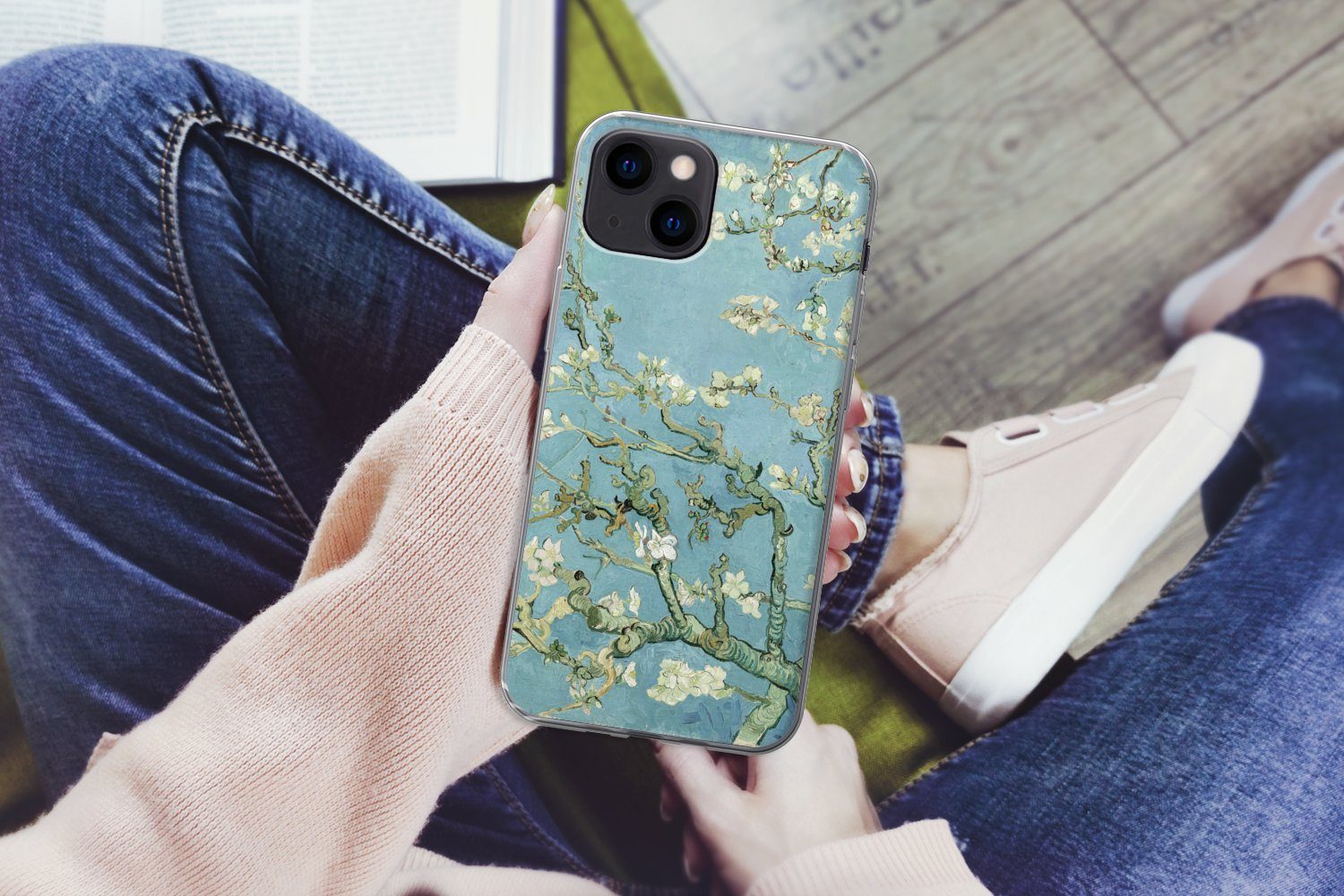 MuchoWow Handyhülle für Apple iPhone 13 Mandelblüte - Van Gogh - Kunst, Smartphone-Bumper, Print, Handy Schutzhülle Dünn