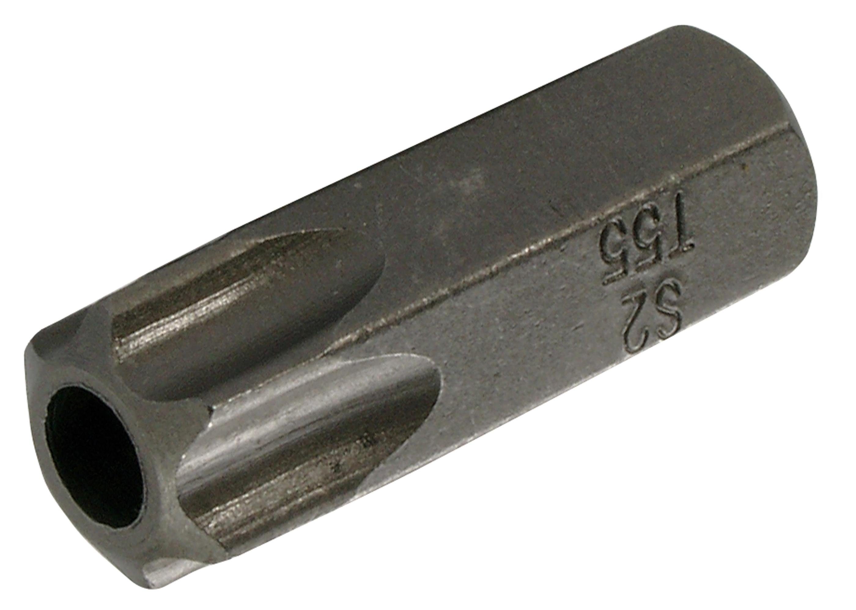 BGS technic Bit-Schraubendreher Bit, Länge 30 mm, Antrieb Außensechskant 10 mm (3/8), T-Profil (für Torx) mit Bohrung T55