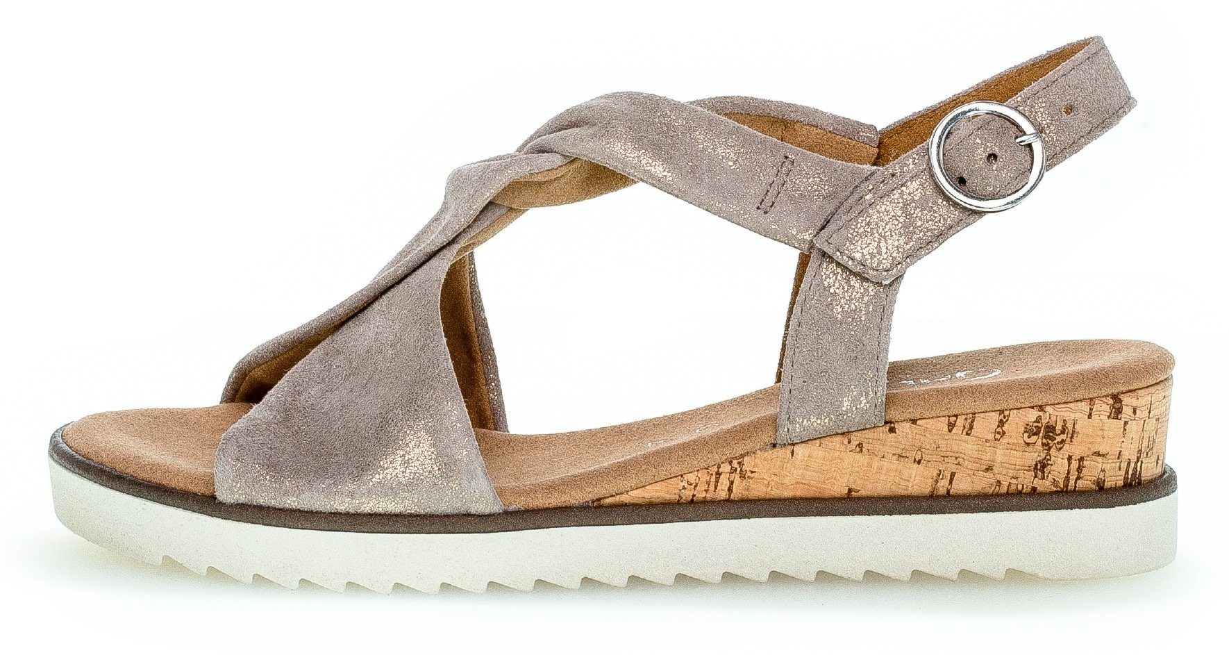 Gabor GENUA Keilsandalette, Sommerschuh, Sandale, Keilabsatz, mit Metallic-Effekt, G-Weite