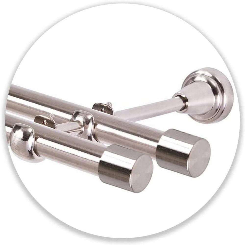 MDEKOR Gardinenstange Vorhangstange 19mm, 2-läufig, 2-läufig Wandmontage, 120 cm Edelstahl – Bild 4 von 5
