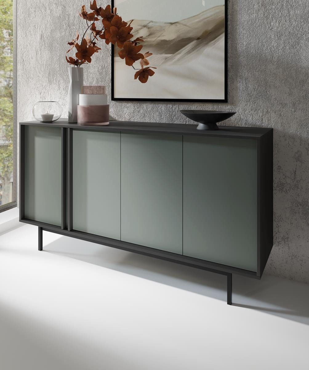 Kommode 163 cm breit. Elegant design. Salbei/Beige/Eiche
