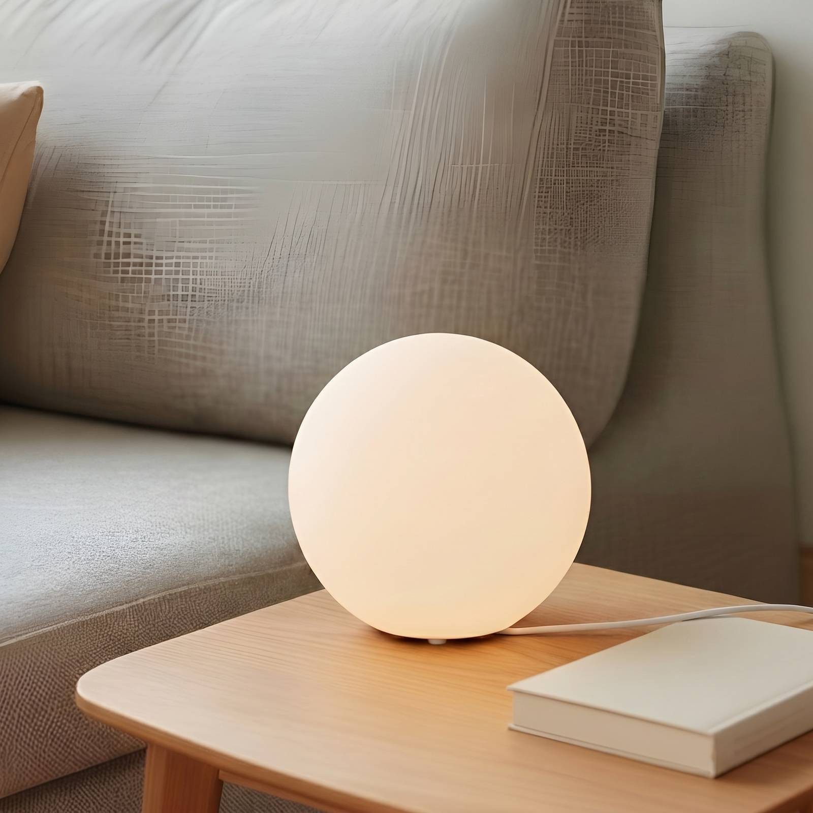 Lindby Tischleuchte Marike, Glas Weiß IP20, 1 x 15 W LED