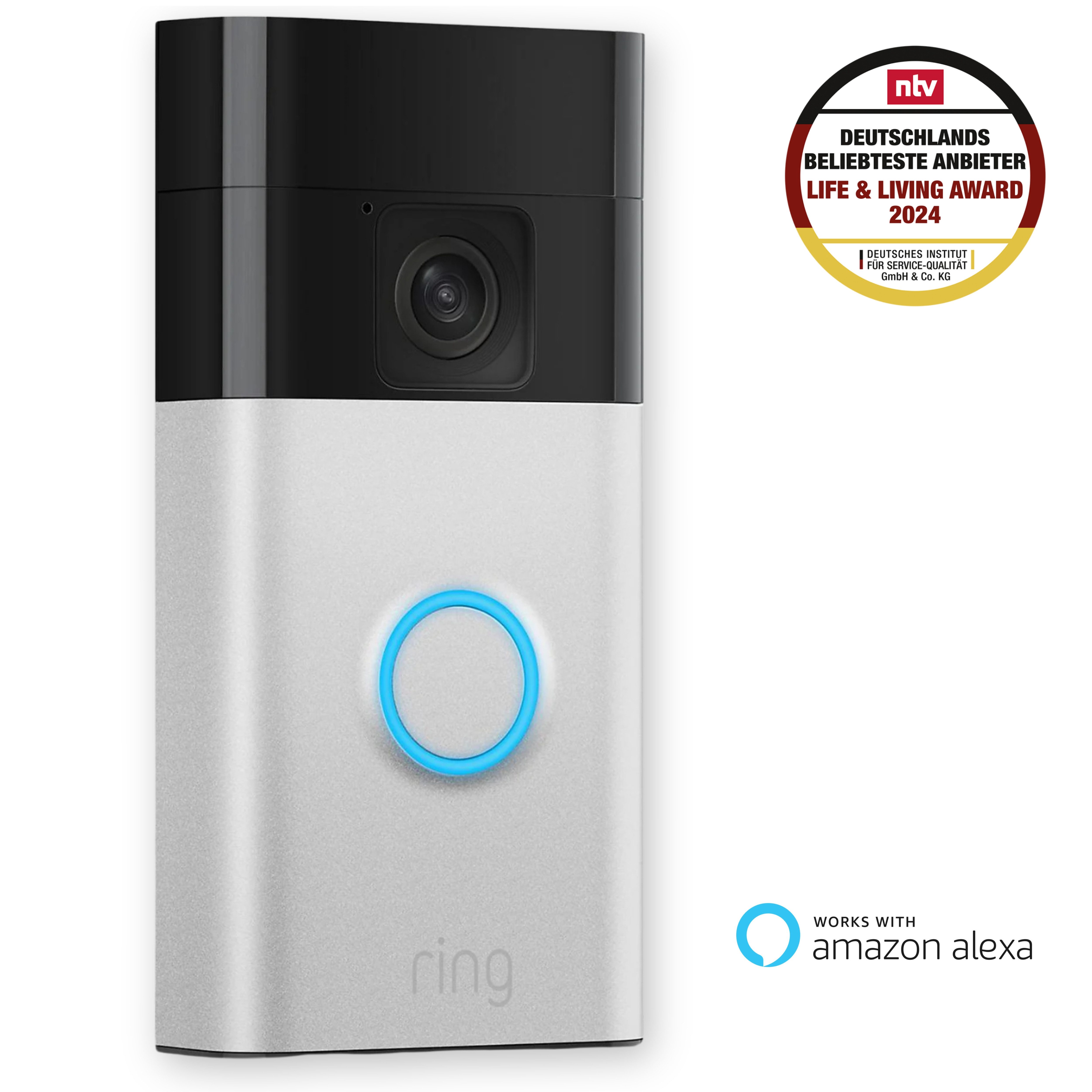Ring Smart Home Türklingel Sicherheitskamera (Neueste Generation) Battery Video Doorbell (Außenbereich, Innenbereich, WLAN, Selbstinstallation in 5 Minuten, Privatsphäre-Einstellungen)