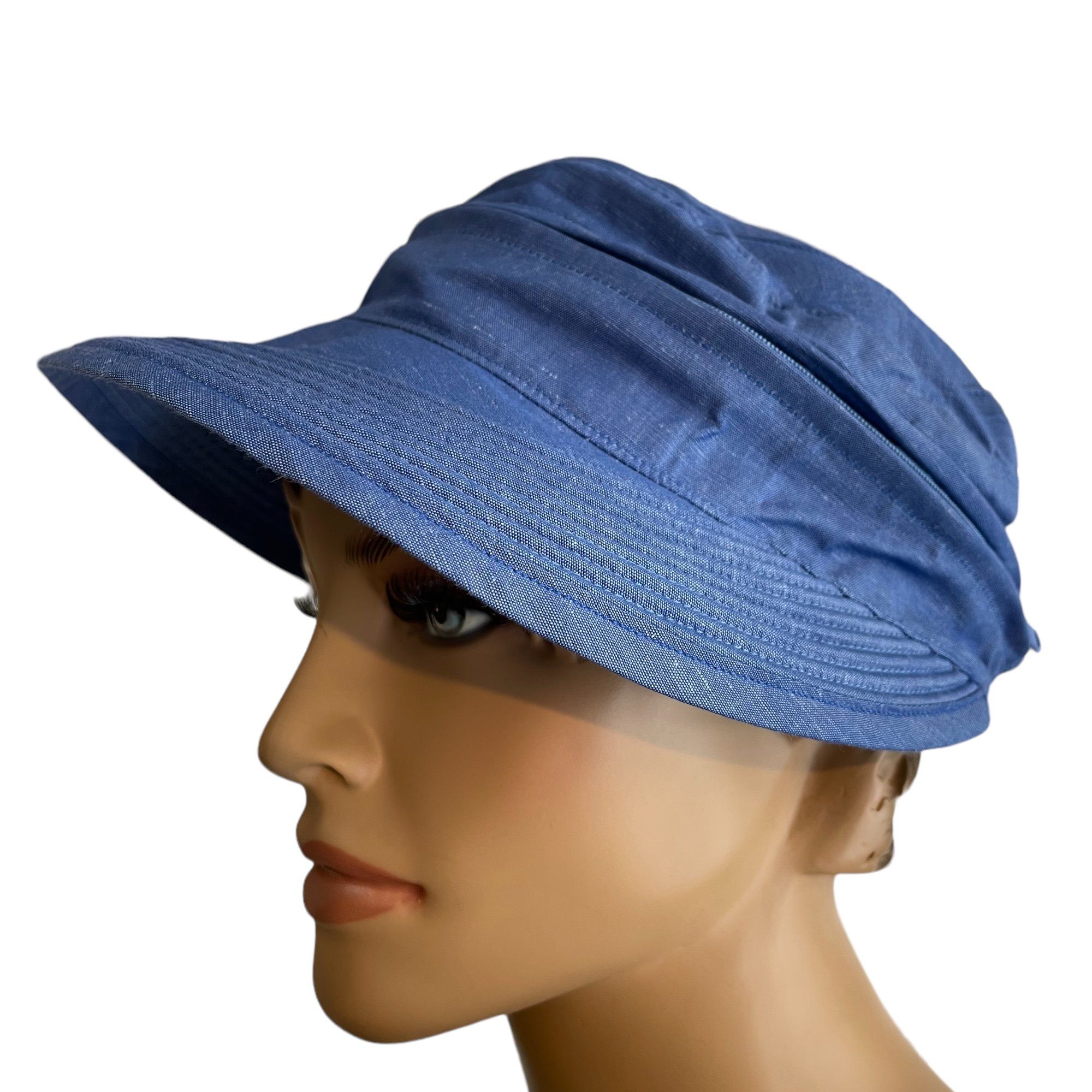 Taschen4life Sonnenhut Visor Cap 2in1 Sonnencap Basecap & Sonnenschutz in Einem, unisex, aus Leinen
