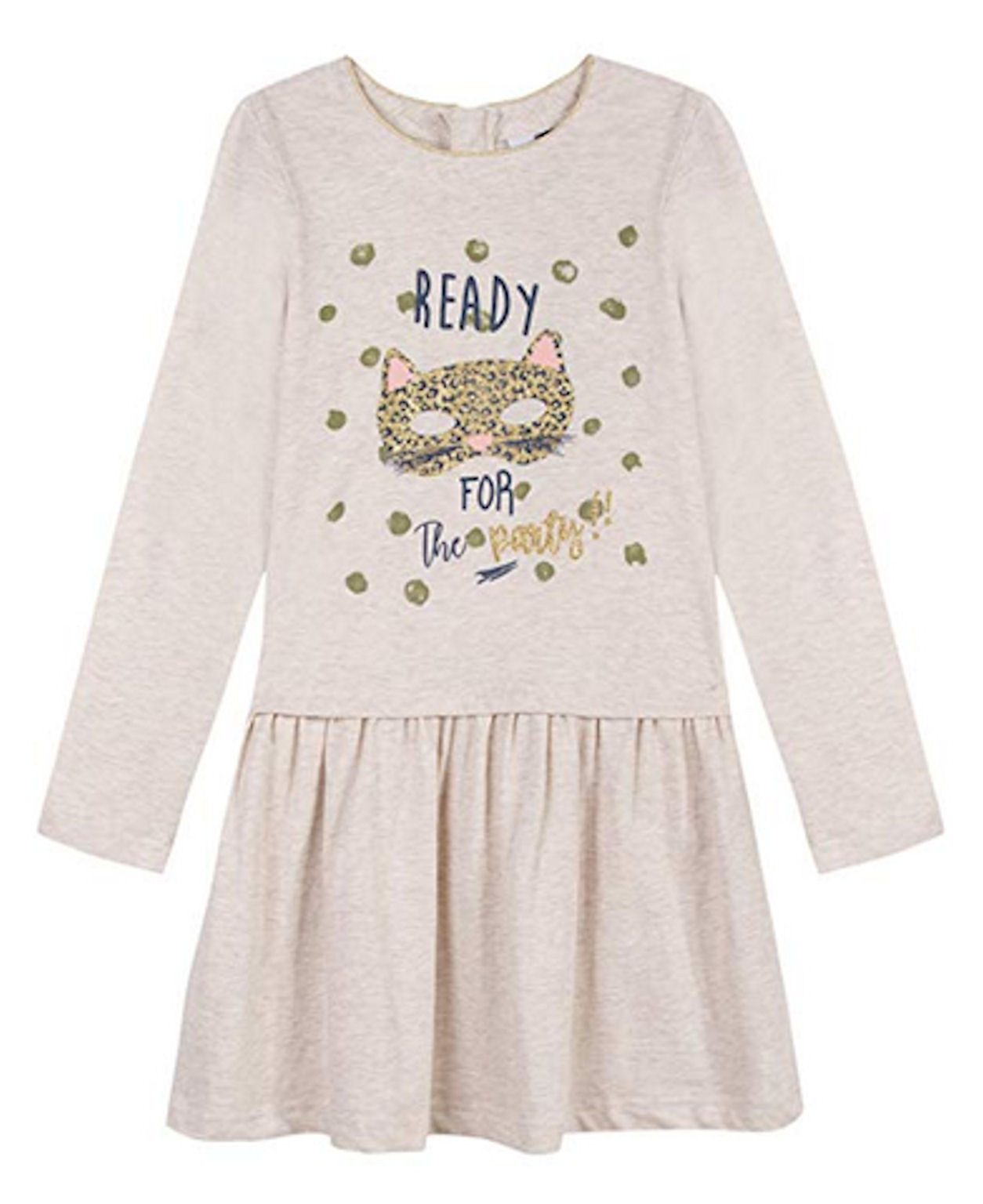 3 Pommes A-Linien-Kleid 3 Pommes Mädchen Kleid Langarm Ready for the Party Beige (kein Set, 1-tlg) Markenlabel