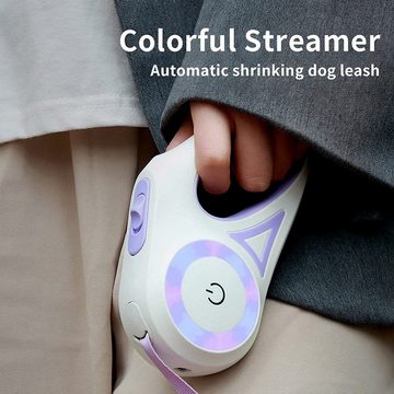 Blusmart Hundeleine Hundeleine Ausziehbar 5M/3M, (Hundeleine Haustierleine 1 -tlg., Automatisch einziehbares Hundeseil mit LED-Taschenlampe), Geeignet für kleine Hunde wie mittelgroße Hunde