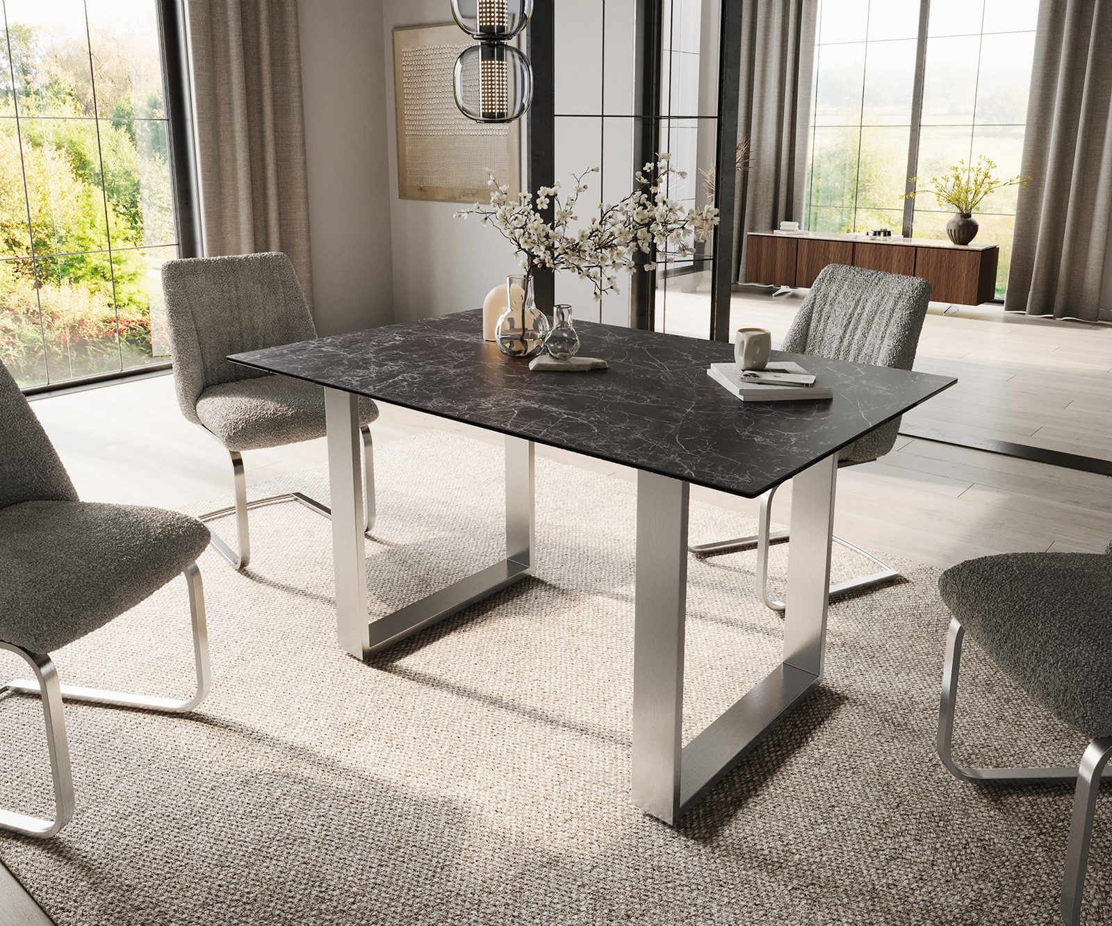 DELIFE Esstisch Edge, Keramik Laminam® Nero günstig online kaufen