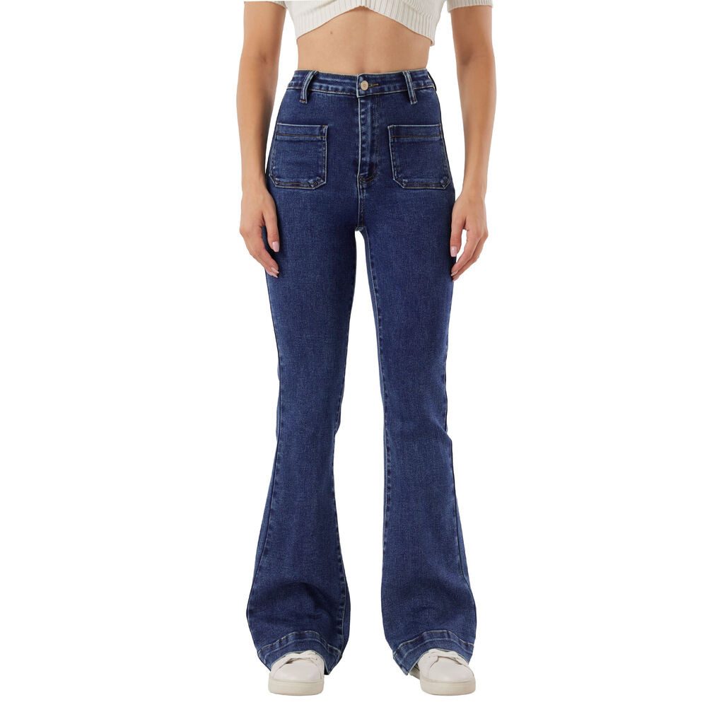 Bootcut-Jeans Flared Jeans mit Hoher Taille für Damen, Styled für Freizeit