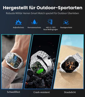 Lige Smartwatch (1,96 Zoll, Android iOS), Herren wasserdicht sportuhr herzfrequenz schlafmonitor schrittzähler