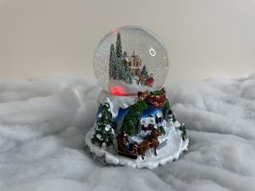 e4fun Weihnachtsdorf Schneekugel mit LED Beleuchtung, Musik und Schneefall