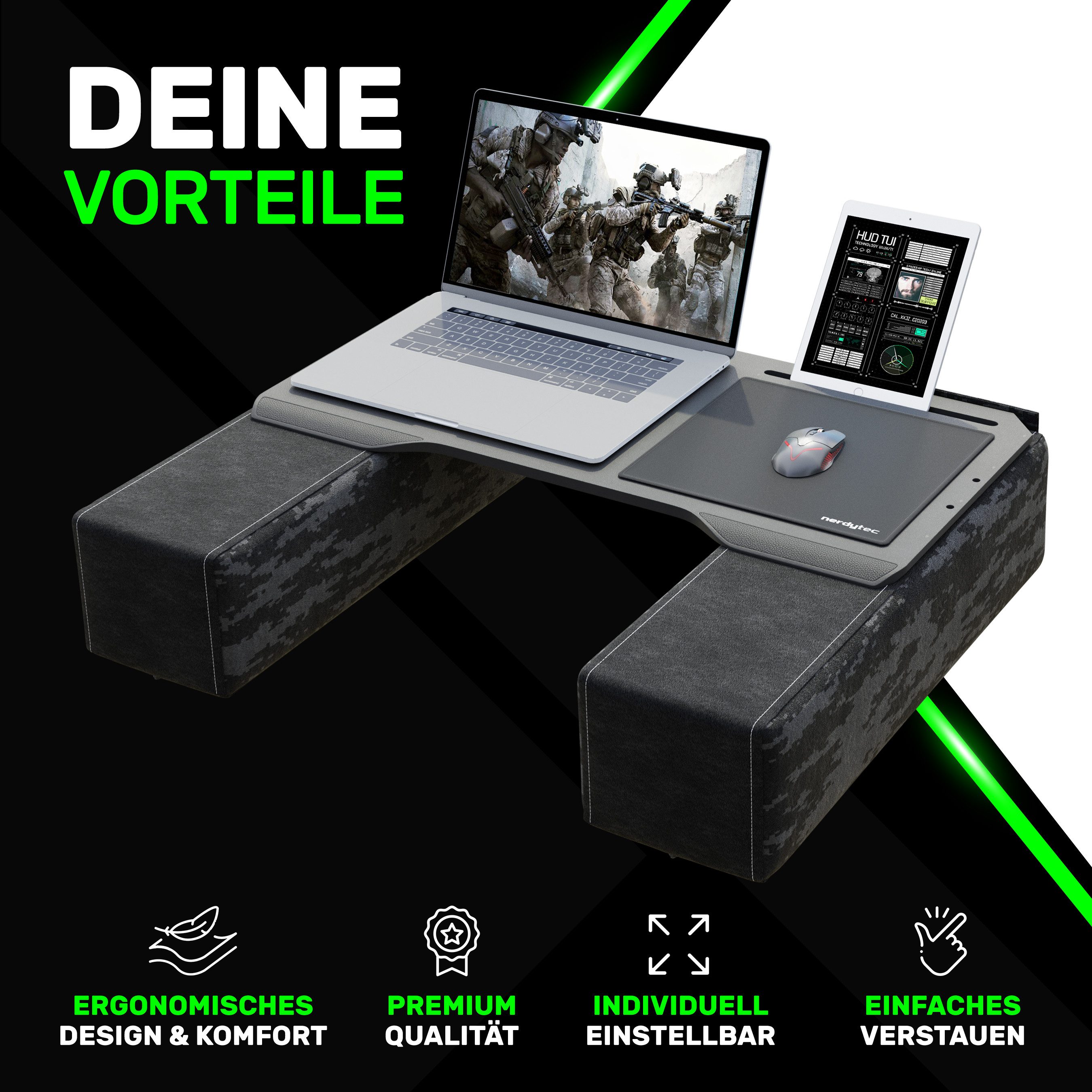 COUCHMASTER Computertisch Couchmaster® CYBOT - ergonomischer Laptoptisch, Homeoffice und Gaming (1 CYBOT Bambus Lapboard, 2 Kissen)