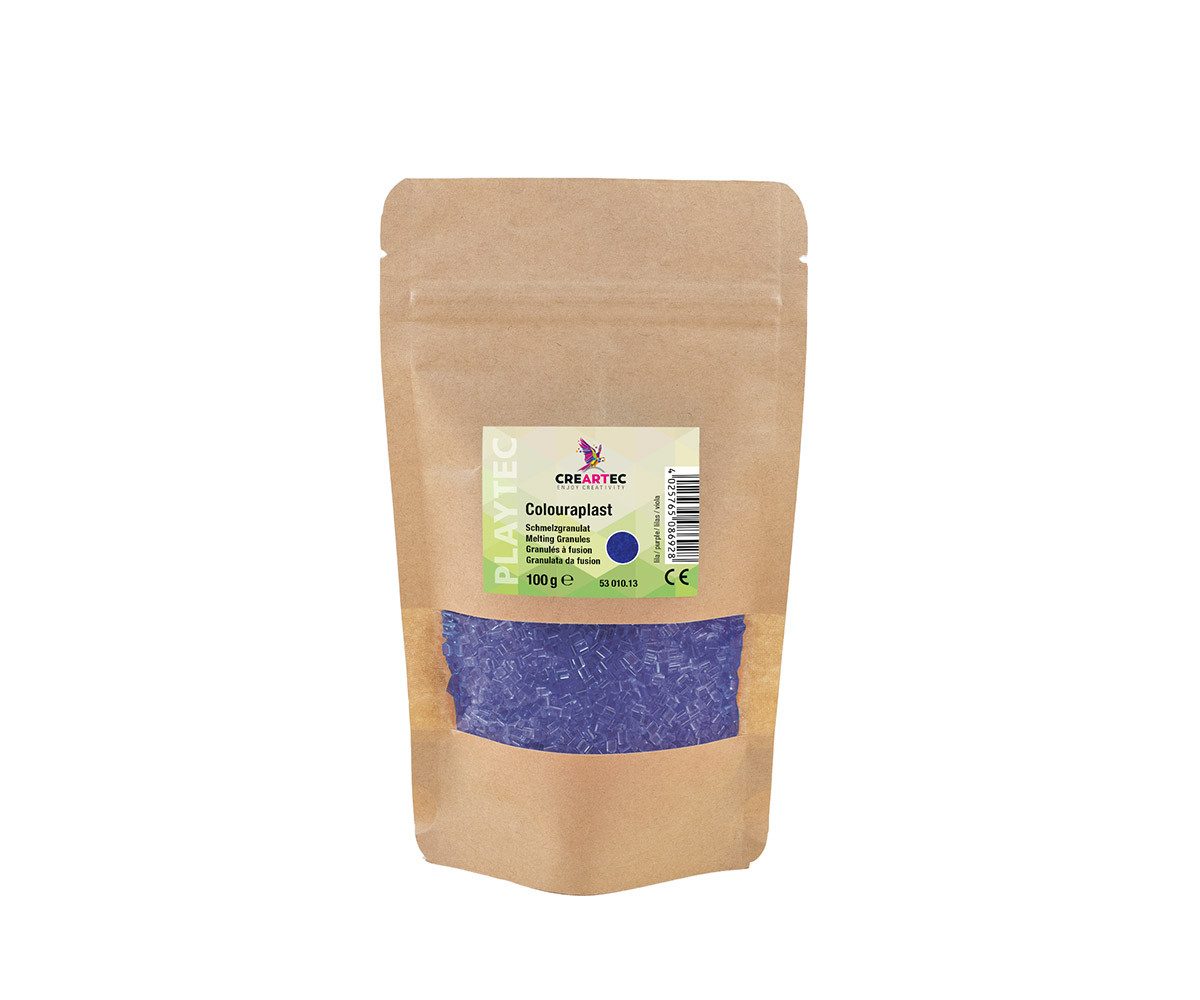 CREARTEC Ремесленные бусы Colouraplast Lila - 100g - Bastelspaß für Groß und Klein, für Fensterbilder, Anhänger und vielem mehr - Made in Germany