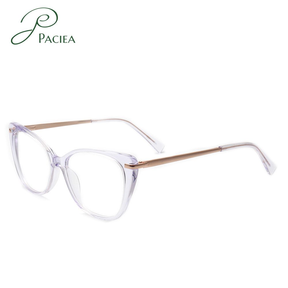 PACIEA Brille Damen Cat Eye Anti Blaulicht Klassische Oversized Metall Bügel