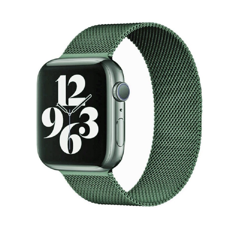 Mesh Dunkel Metallarmband Watch ENGELSINN Edelstahl Uhrenarmband für Apple Grün magnetisch