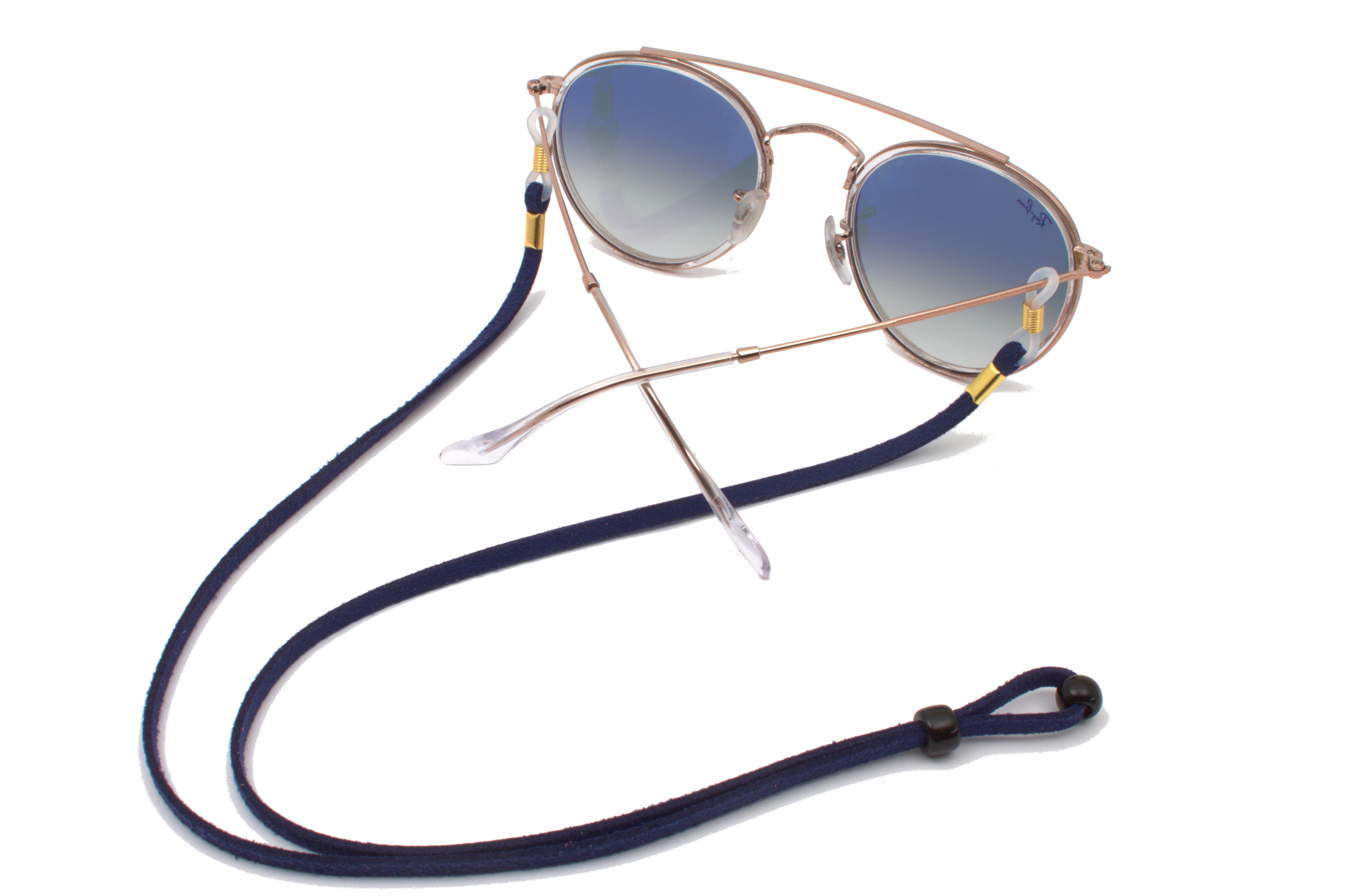 GERNEO Brillenband GERNEO® PU gold Unisex, - - Wildlederoptik Halterungen Lesebrillen 1x-Dunkelblau für – – Brillenkordel Sonnenbrillen Brillenband & retro Kuba