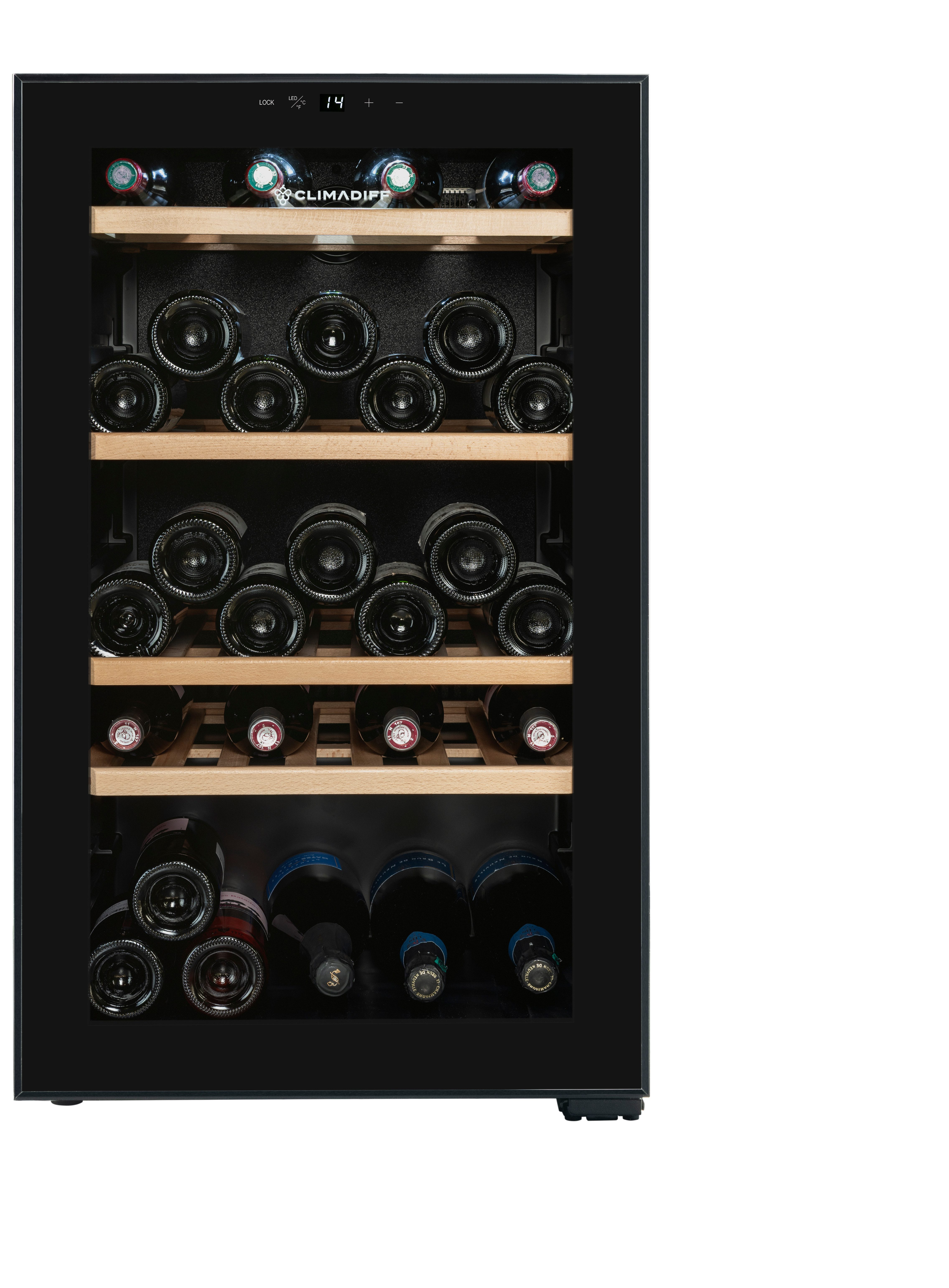 CLIMADIFF Weintemperierschrank CEPAGE52F, für 52 Standardflaschen á 0,75l,1 Temperaturzone, LED Beleuchtung