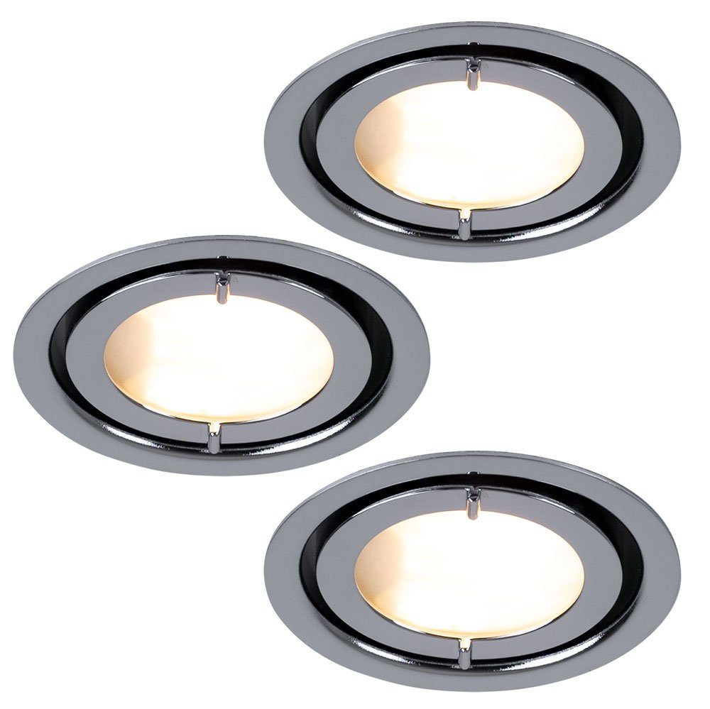 Paulmann LED Einbaustrahler, Leuchtmittel nicht inklusive, 3er Set Einbau Spot Прожекторы Chrom Metall Leuchte rund Lampe Paulmann
