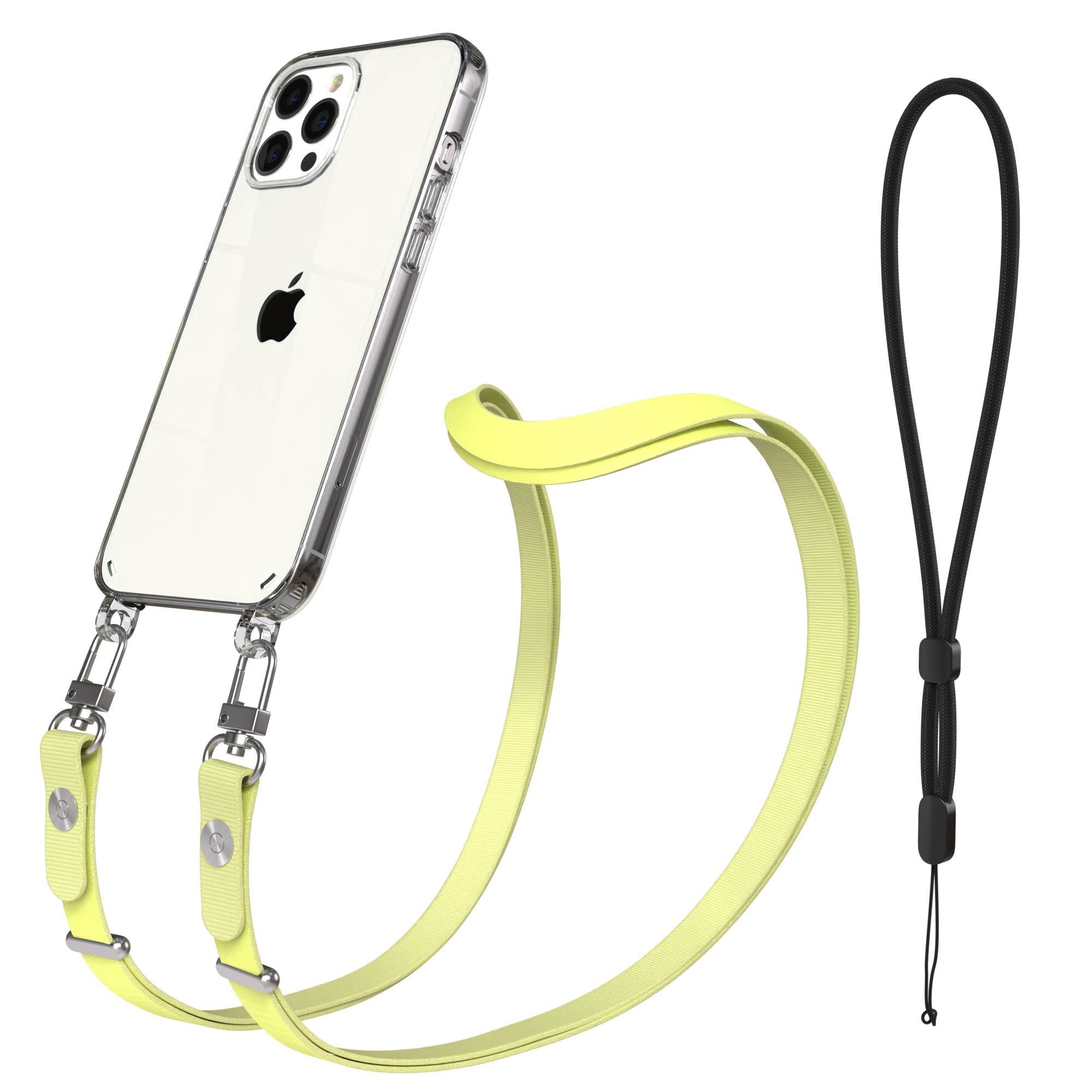 EAZY CASE Handykette für Apple iPhone 12 Pro Max Handyhülle mit Handyband magnetisch, Kordel fürs Handy in Gelb mit flexibler Länge und Magnetband