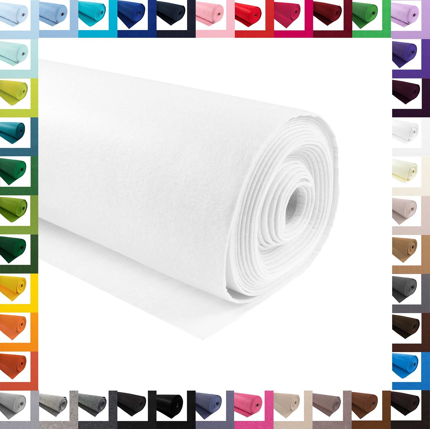 maDDma Stoff Bastelfilz 5m Rolle Filz 90cm x 1,5mm, weiß