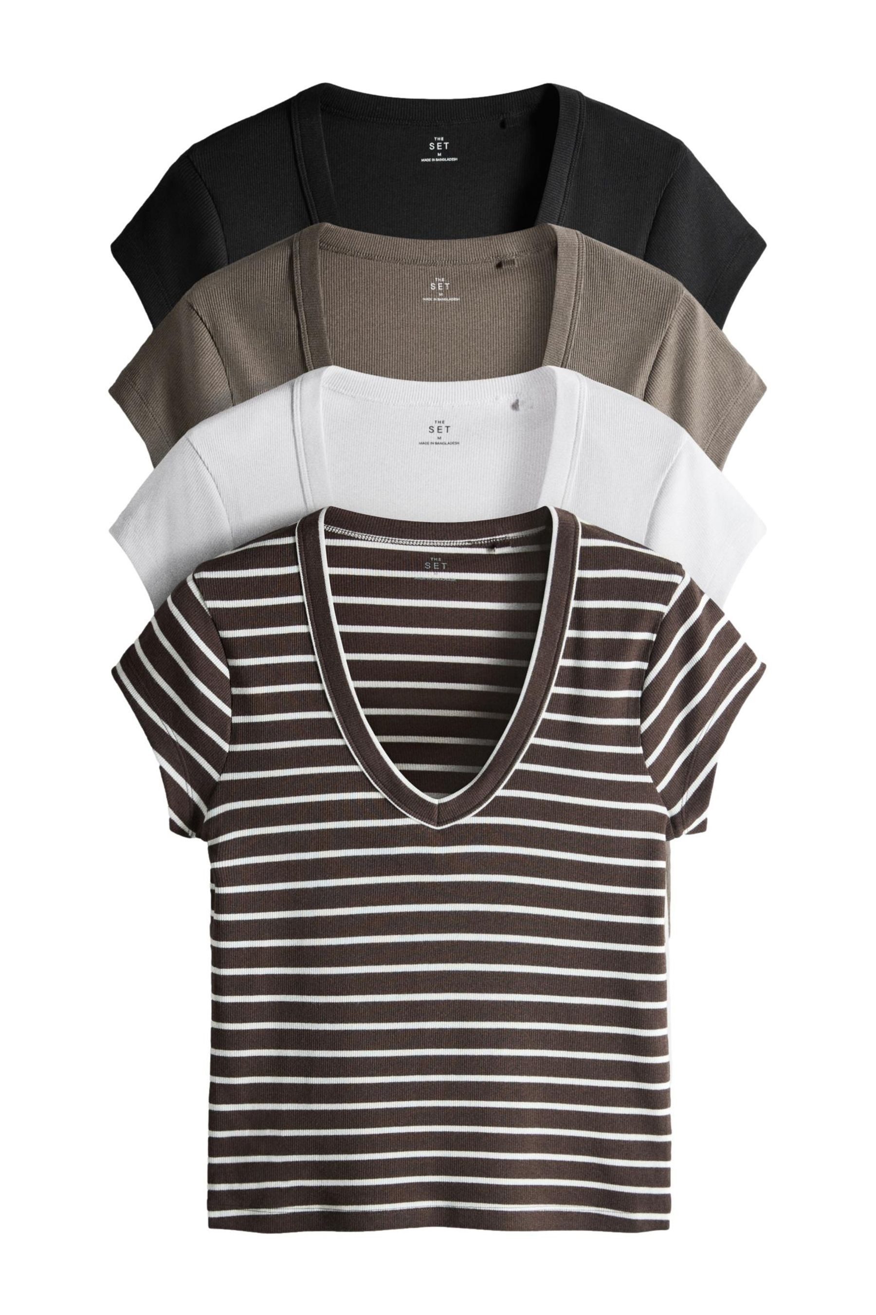 The Set V-Shirt The Set T-Shirts mit V-Ausschnitt, 4er-Pack (4-tlg) günstig online kaufen