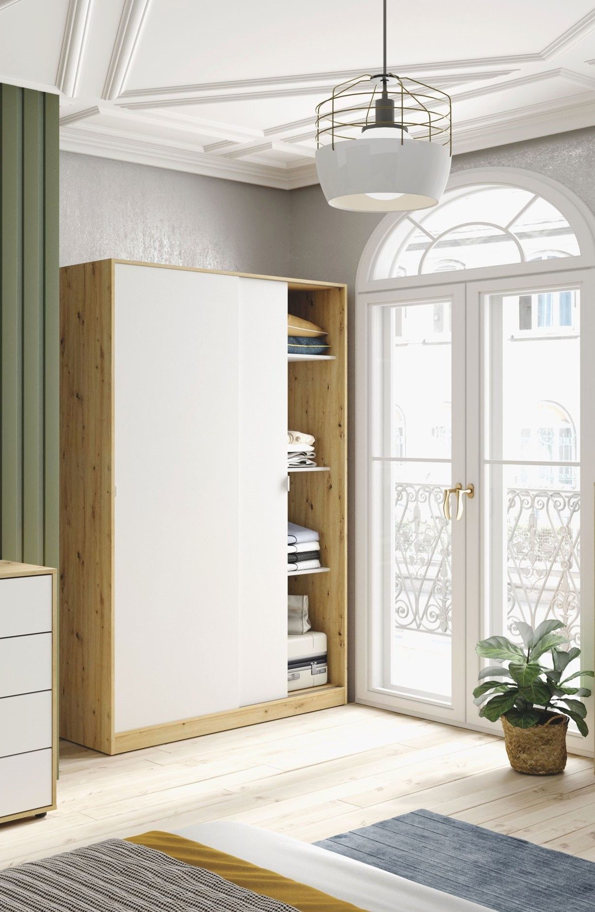 freiraum Schwebetürenschrank TOP 4 Böden, 1 Stange, Nodi Eiche Dekor / Arti günstig online kaufen