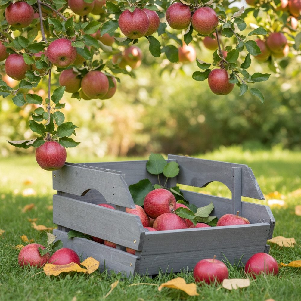 Mucola Kartoffelkiste Obstkiste mit Griffen Apfelkisten Aufbewahrungskiste Weinkiste (mehrere Kisten lassen sich sicher, 1 St., seitliche Grifföffnungen ermöglichen ein einfaches Tragen), stapeln