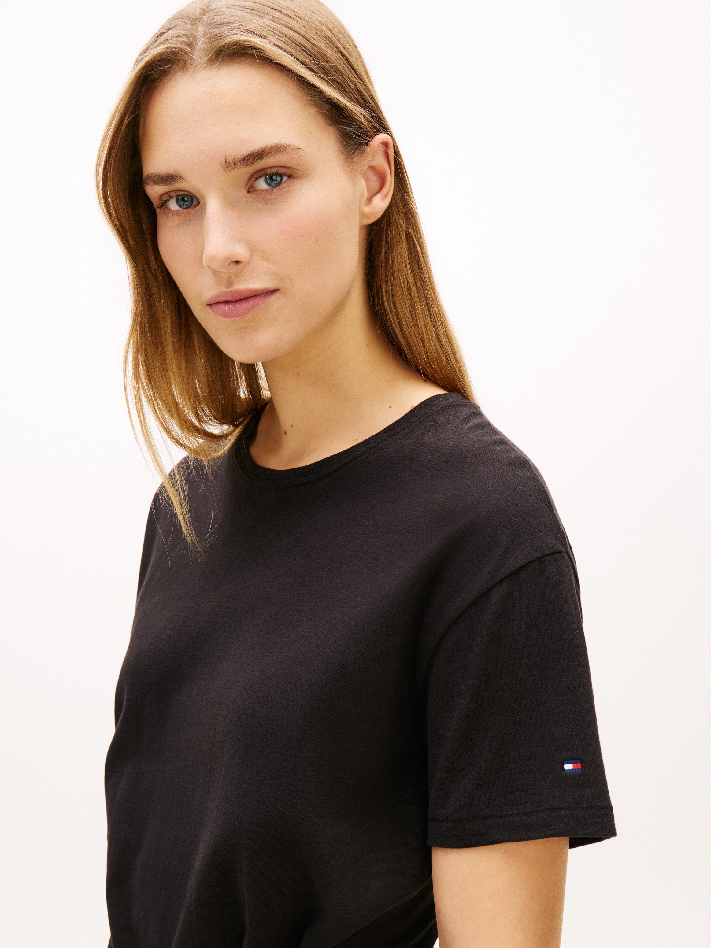 Tommy Hilfiger Shirtkleid CO SLUB KNOT MIDI DRS mit Bindegürtel