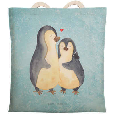 Mr. & Mrs. Panda Tragetasche Pinguin umarmen - Eisblau - Geschenk, Tragetasche, Seevogel, Liebesbe (1-tlg), Robust & Belastbar