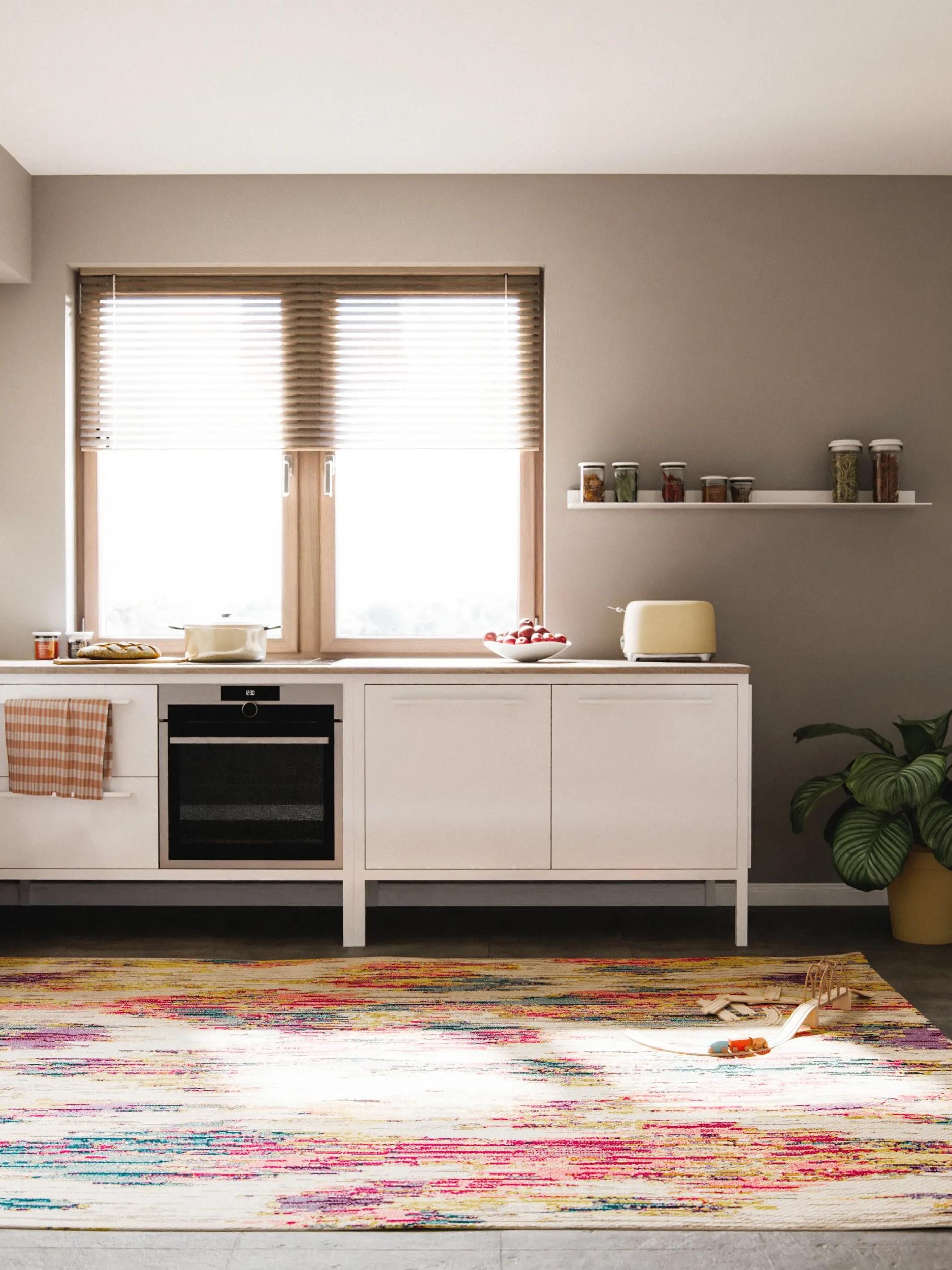 benuta Teppich Casa, rechteckig, Höhe: 11 mm, Teppich Wohnzimmer, Esszimmer, Schlafzimmer, Flur, Farbenfroh, Retro