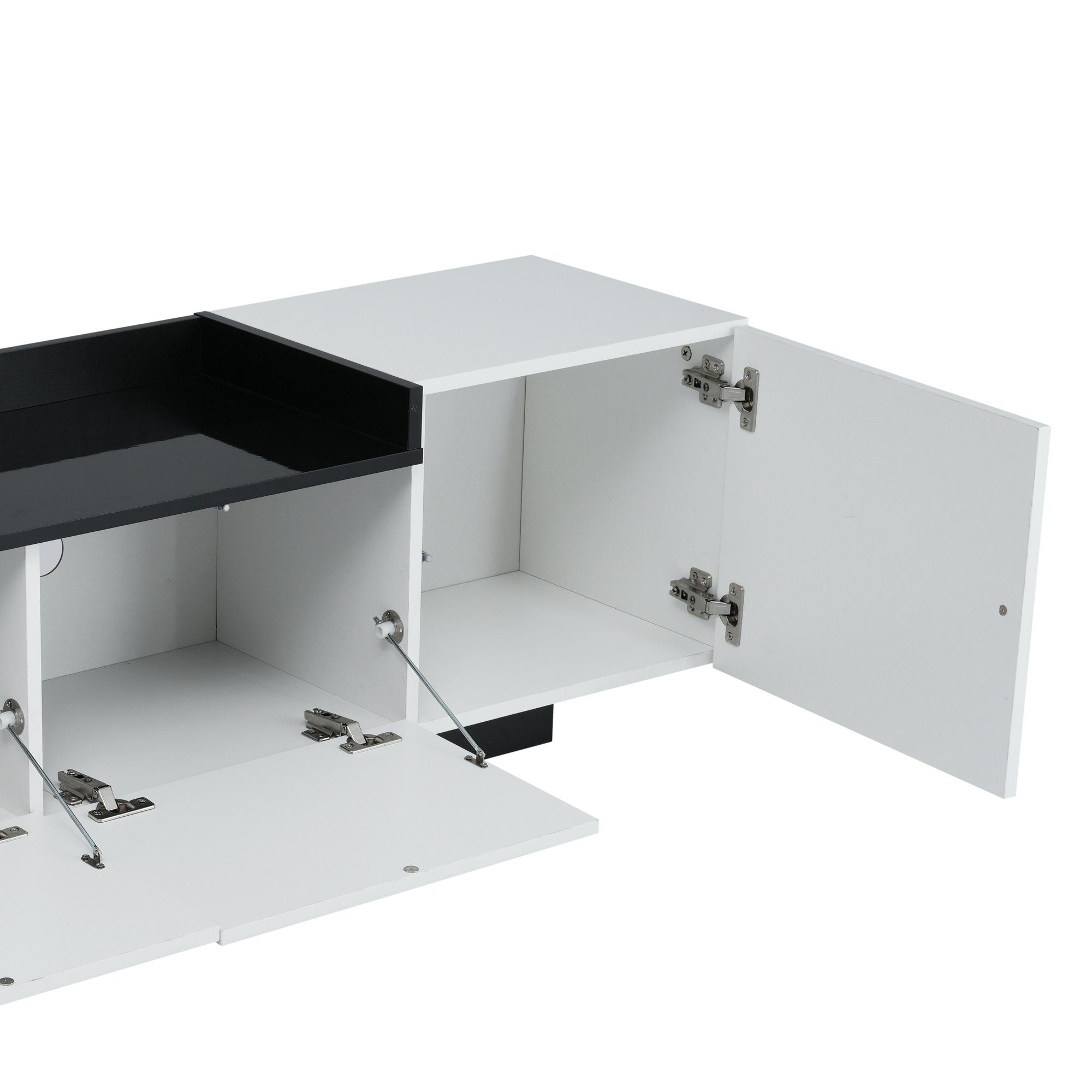 Odikalo TV-Schrank Sideboard Lowboard Türen Stauraum Weiß Colorblock-Design Hochglanz 3