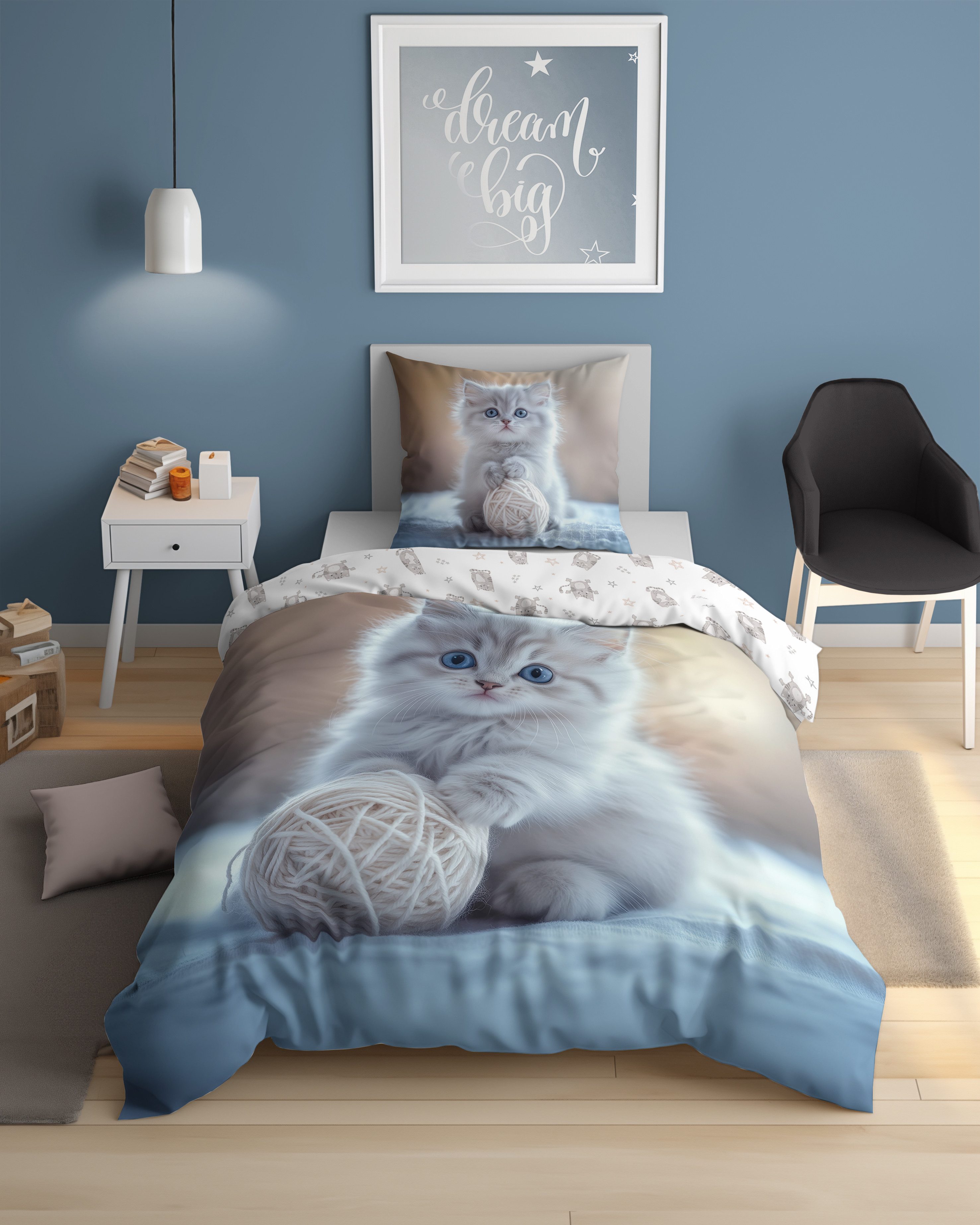 Detexpol Bettwäsche Katzenbaby Kitten 140 x 200 cm + 70 x 80 cm 100% Baumwo günstig online kaufen