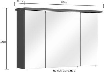 Saphir Badmöbel-Set Quickset 327 5-teilig, Waschplatz und LED-Spiegelschrank, (Set, 5-St), Anthrazit Hochglanz, inkl. Türdämpfer, 8 Türen, 1 Klappe, 4 Schubladen