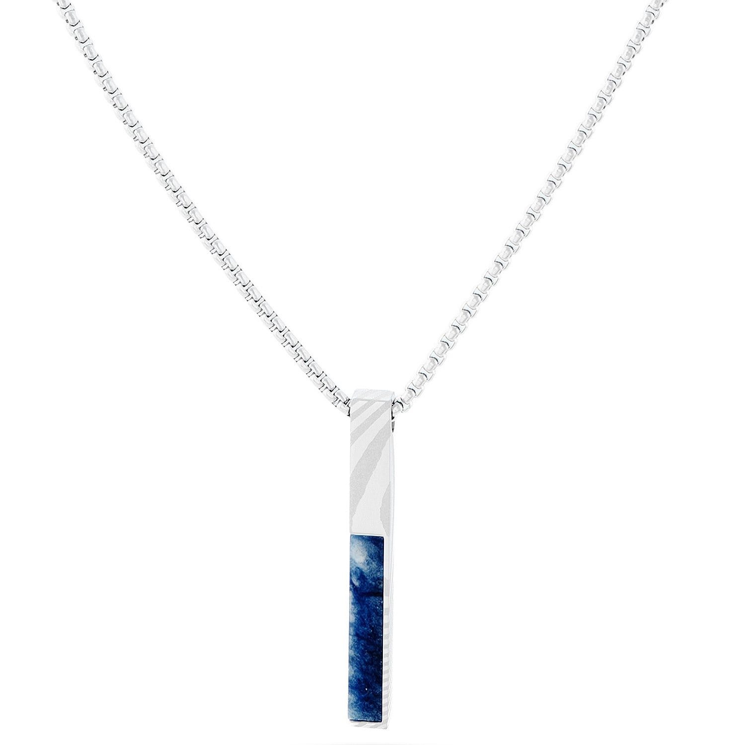 Holzkern Kette mit Anhänger Herren-Edelstahl Campania Sodalith/Damast günstig online kaufen