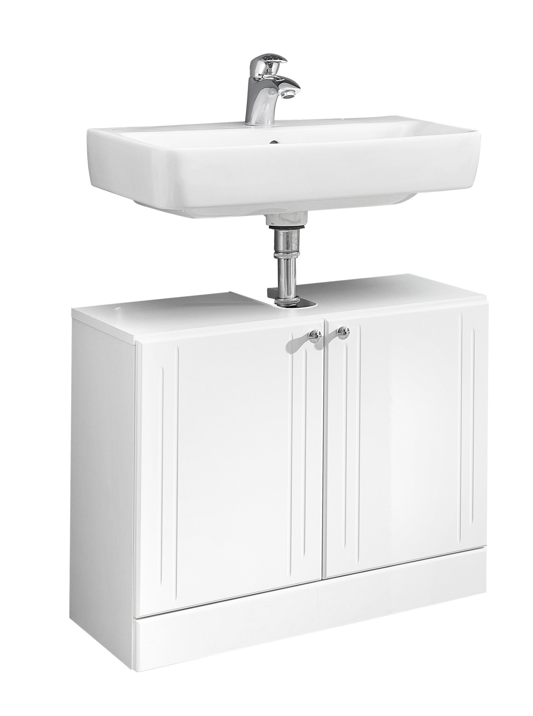 PELIPAL Waschbeckenunterschrank in Weiß hochglanz mit 2 Türen (BxHxT: 65x54x33 cm)