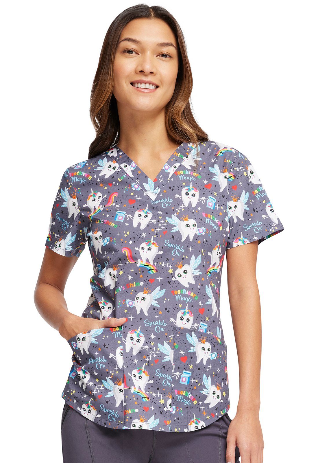 Cherokee Funktionsbluse Bunt bedruckter Damen Kasack "Toothicorn Magic" Kasack mit Motiv
