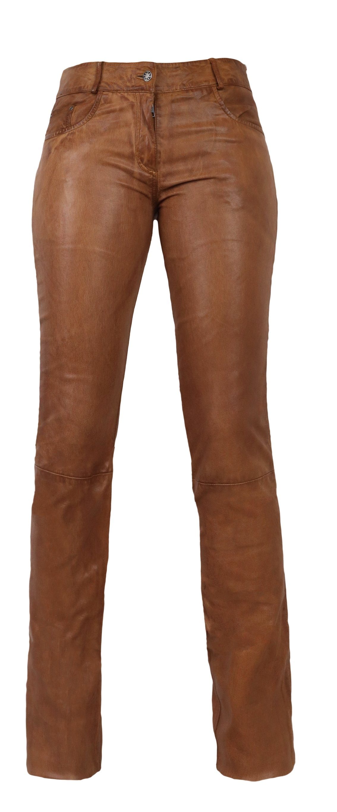 Dorin Lammleder hochwertiges Lederhose Cognac RICANO