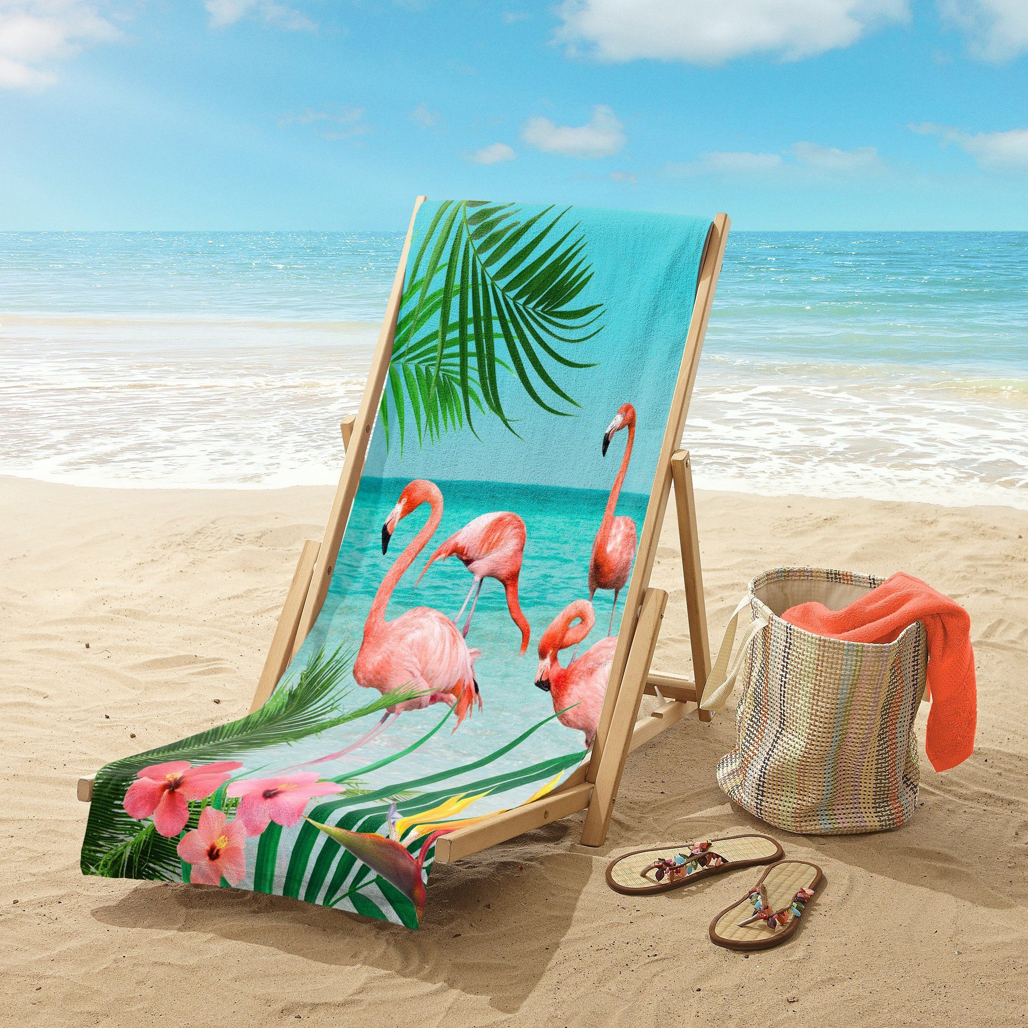 good morning Strandtuch Strandtuch "Flamingo", Polyester, Polyvelours Motiv günstig online kaufen