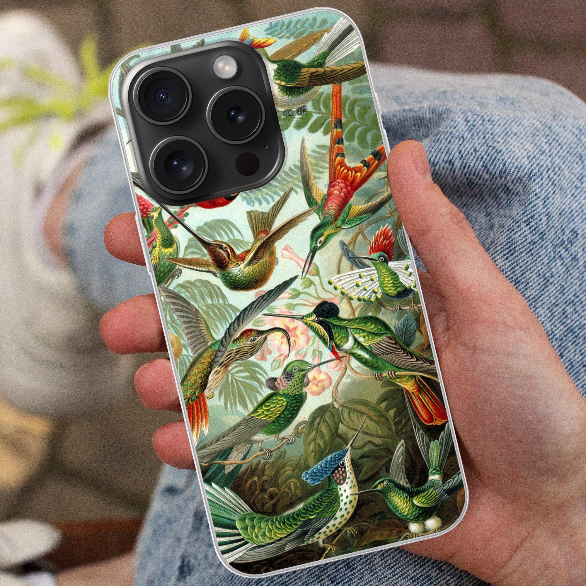MuchoWow Handyhülle für Apple iPhone 15 Pro Trochilidae - Alte Meister - Kunst, Smartphone-Bumper, Print, Handy Schutzhülle Dünn