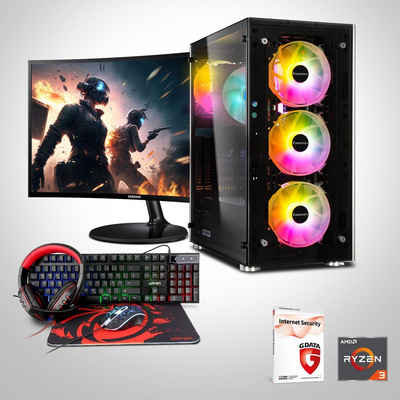 Memory PC Gaming-PC-Komplettsystem (24,00", AMD Ryzen 3 3200G, 16 GB RAM, 500 GB SSD, Windows 11 Pro, 24' Monitor Samsung C24F390FHR, Gaming Set)