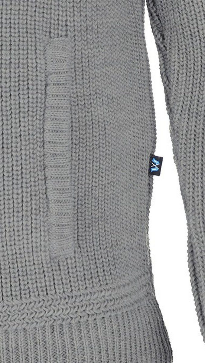 Blauer Peter Strickjacke aus Schurwolle mit Kapuze und Taschen