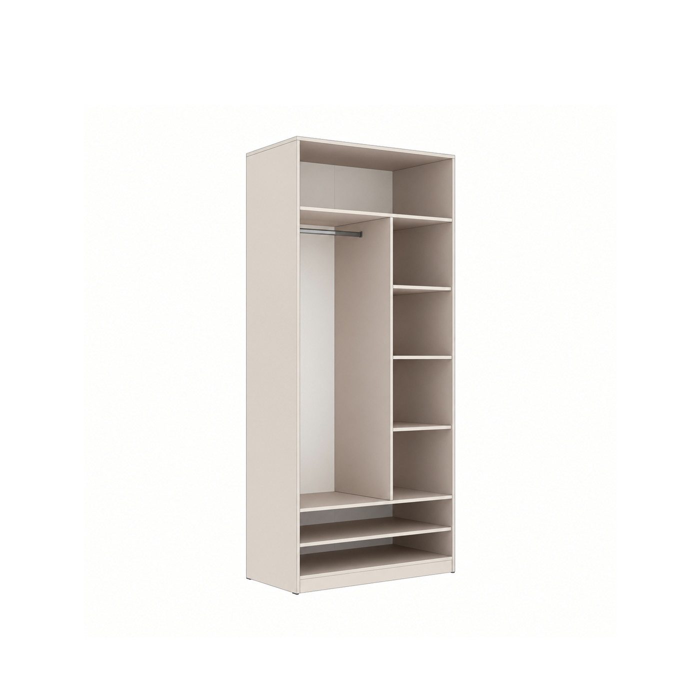 Marmex Möbel Garderobenschrank TRES 02 offener Kleiderschrank mit Kleiderstange und Einlegeböden ohne Schranktüren, Ankleidezimmer
