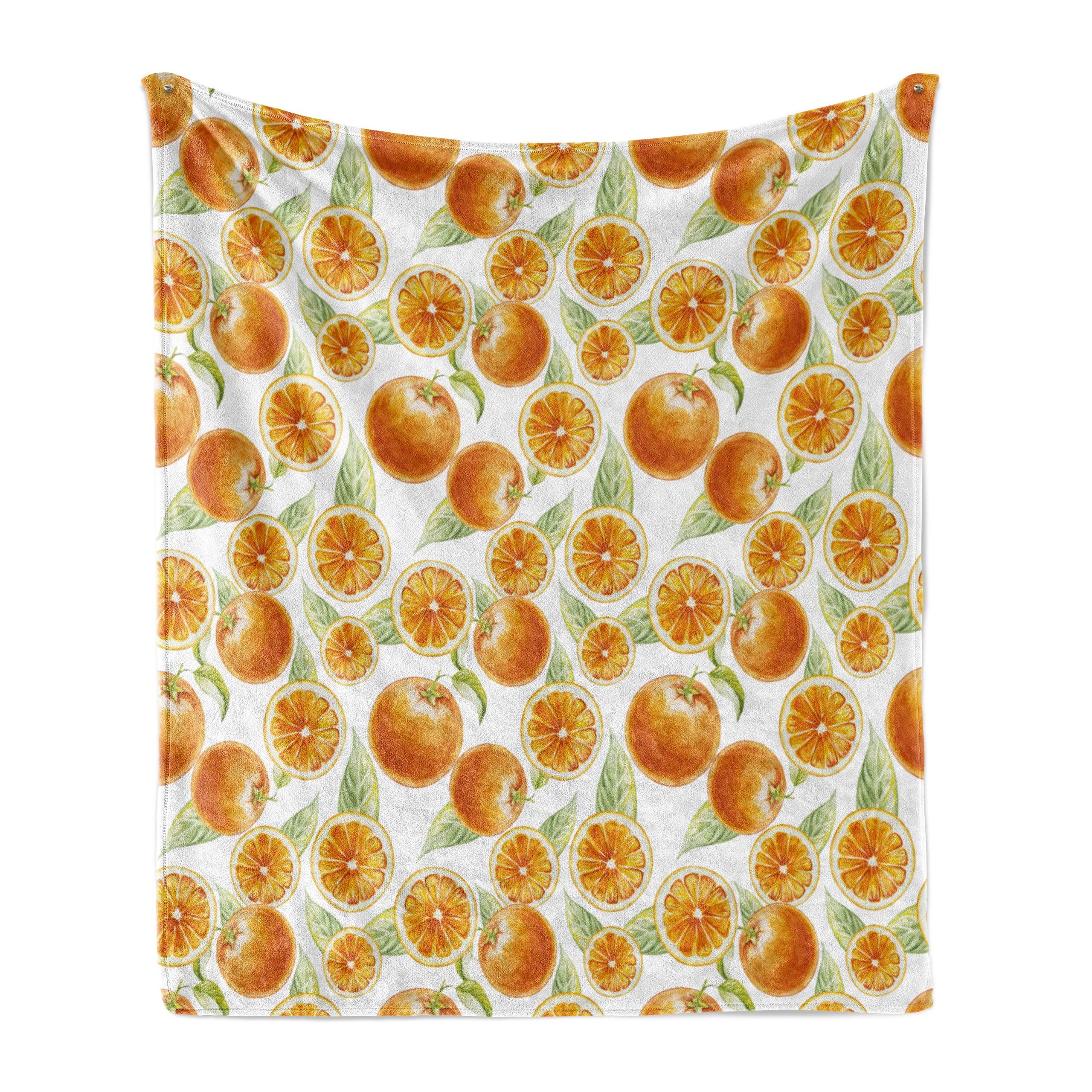 den Juicy Innen- Außenbereich, und für Abakuhaus, Wohndecke Gemütlicher Kunst Natur Orange Plüsch Früchte