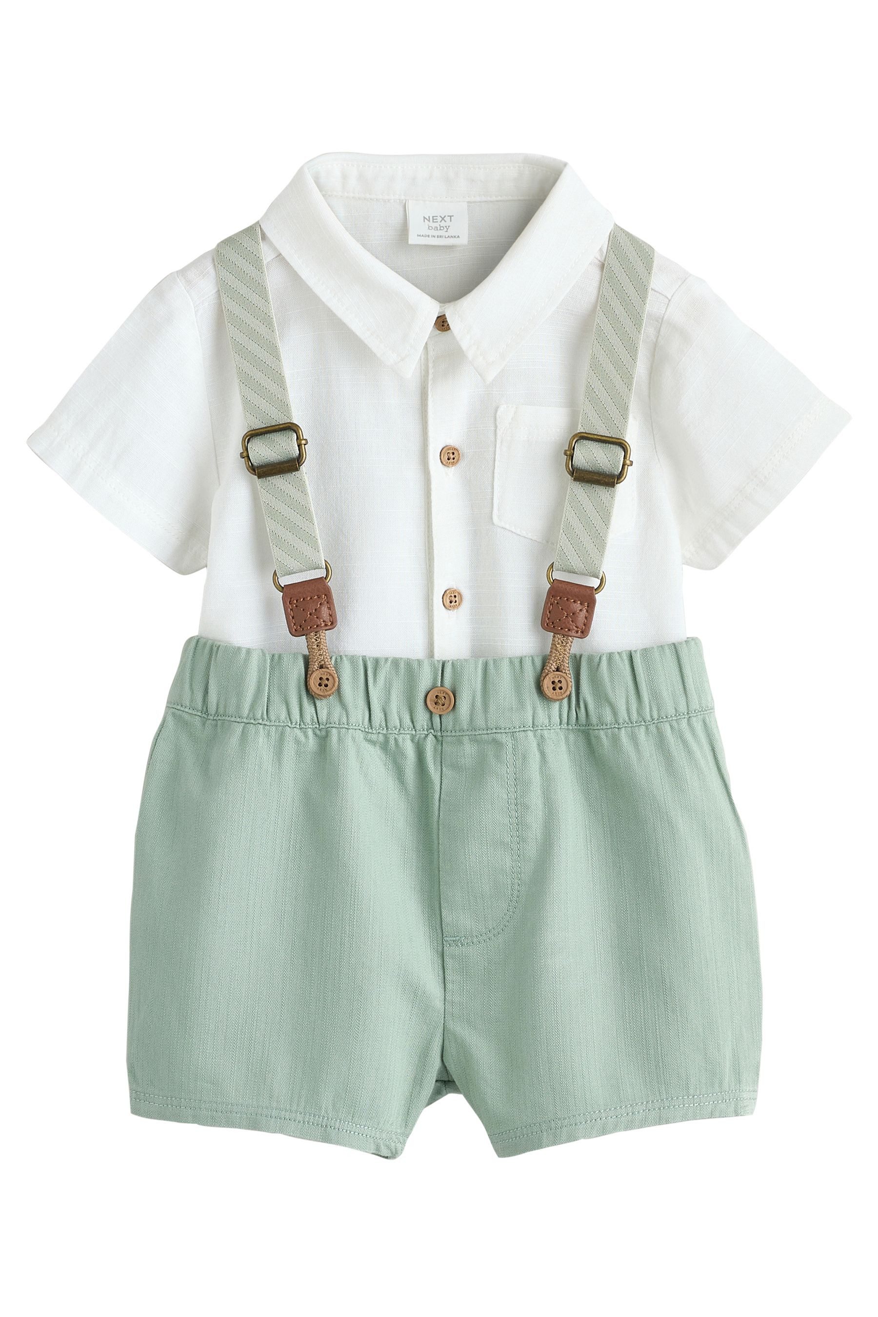 Hemd & Hose 3-tlg Baby-Set: Hemd-Body, Shorts, Hosenträger