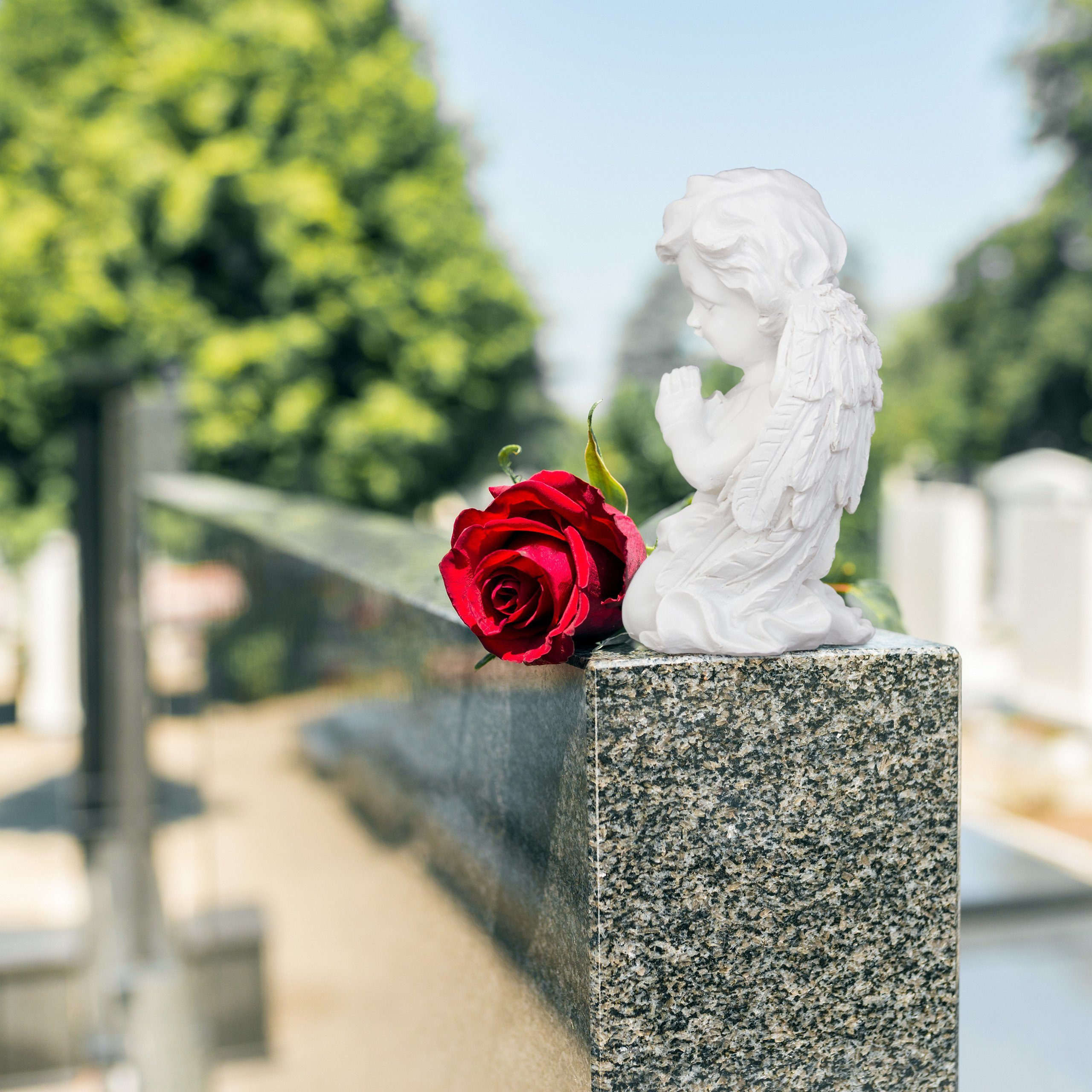 relaxdays Engelfigur Grabengel betend, weiß