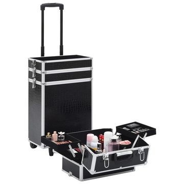 vidaXL Kosmetik-Koffer Kosmetikkoffer Aluminium Schwarz mit Krokoprägung, 1-tlg.