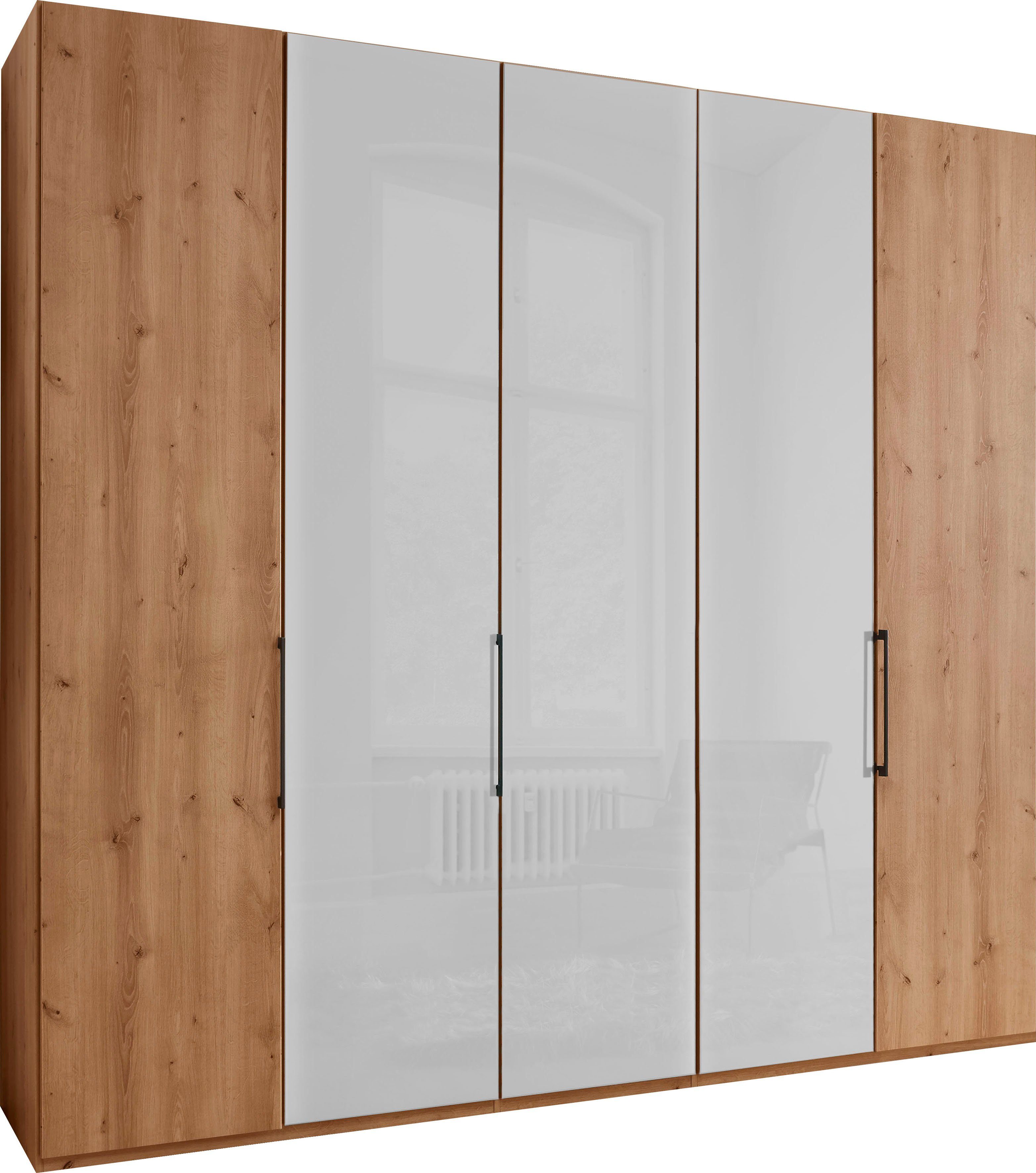 WIEMANN Falttürenschrank Monaco mit Teil-Glasfront sowie hochwertige Beschläge